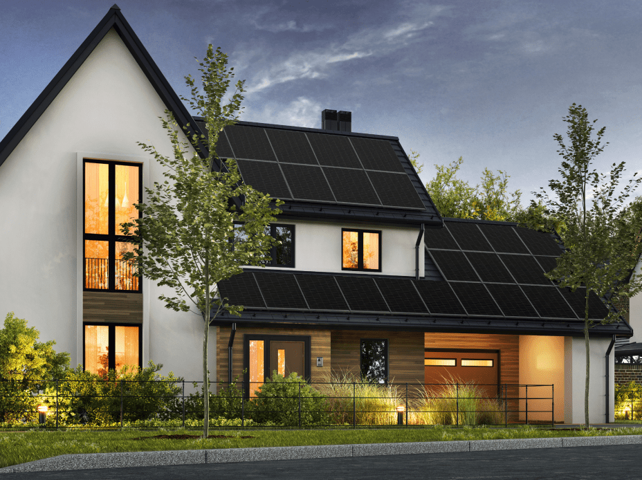 Solar paneling system installed on roof of house